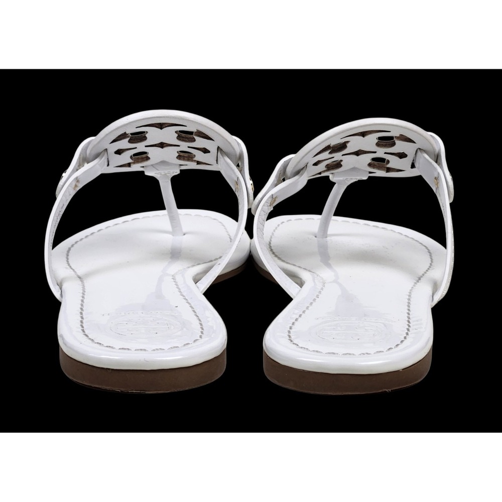 Tory Burch Miller Sandals Women's Size 8 Patent Leather Thong Sandals Brown Log - Picture 4 of 11